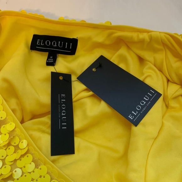 Eloquii V-neck sequin dress yellow NWT - Picture 2 of 4